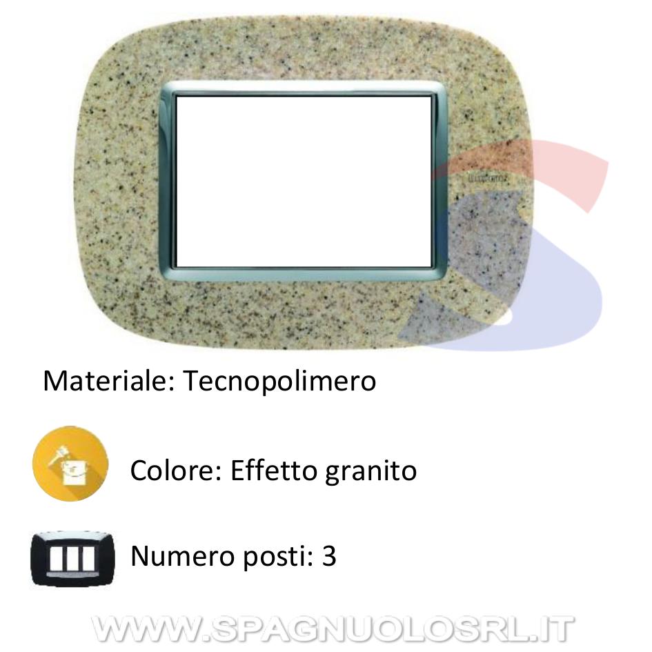Placca 3 posti effetto granito serie Axolute - BTICINO HB4803CSD