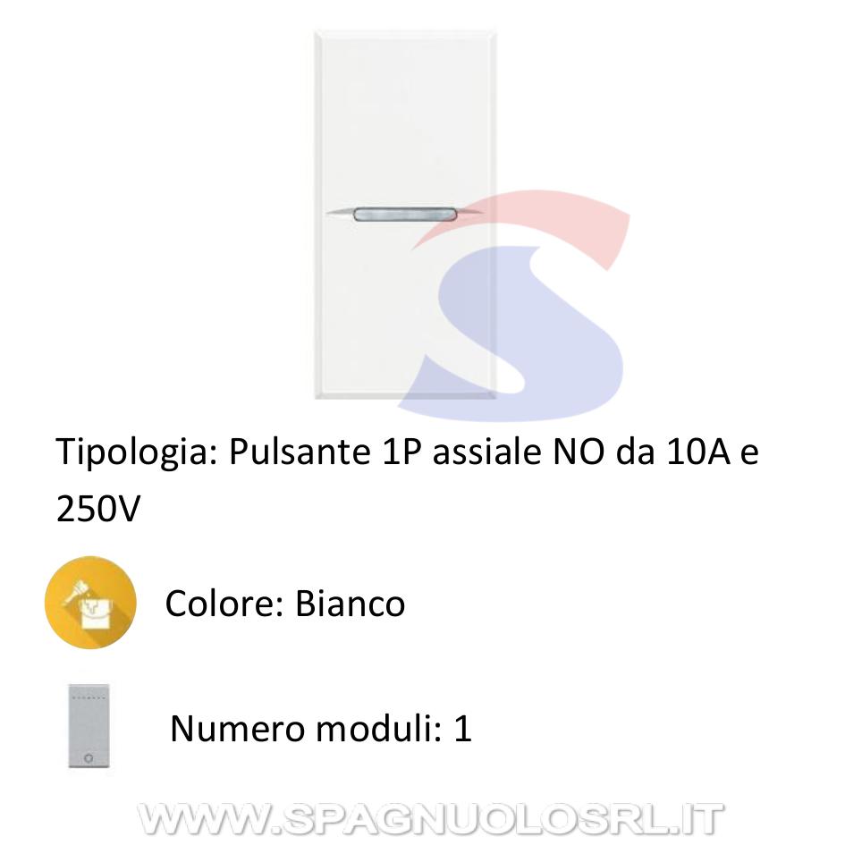 Pulsante serie "AXOLUTE" assiale NO 1P 10A 250V, Bianco - BTICINO HD4005N