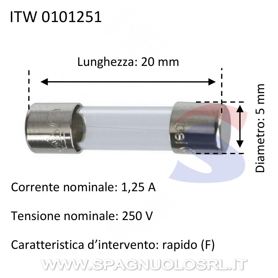 Fusibile in vetro 5x20 mm 1,25 A 250 V - ITALWEBER 0101251
