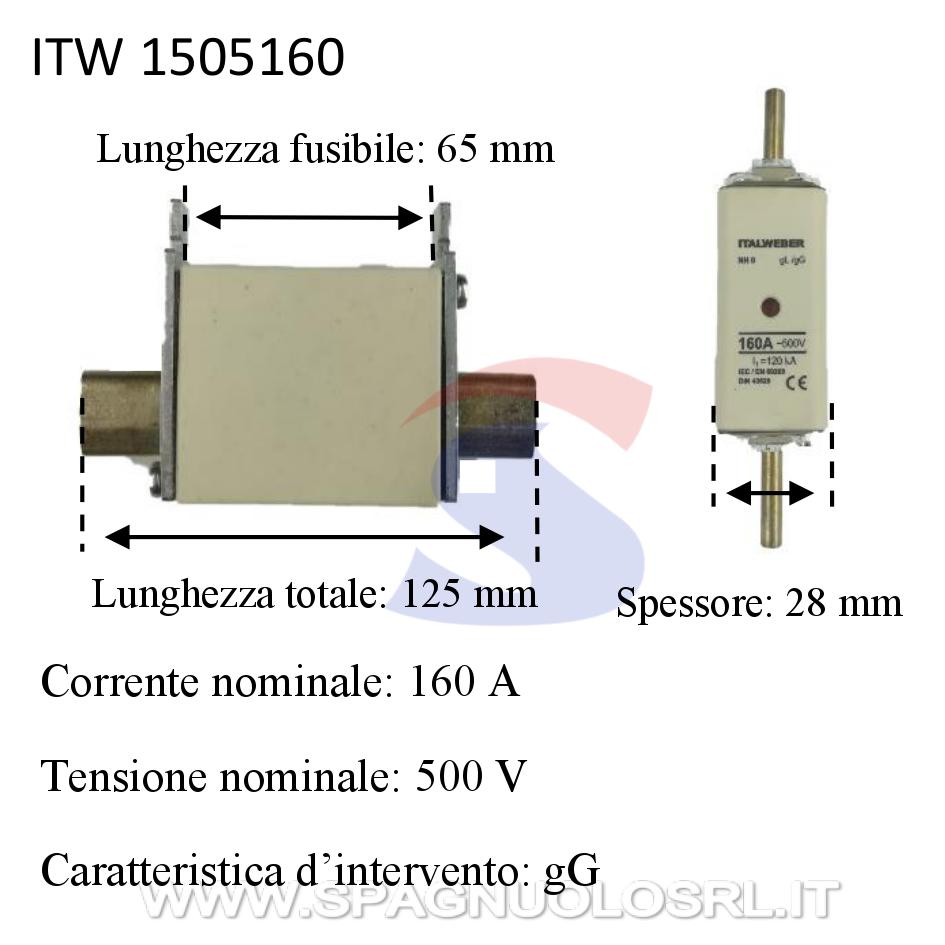 Fusibile a coltello tipo NH0 in steatite curva gG 160A 500V - ITALWEBER 1505160