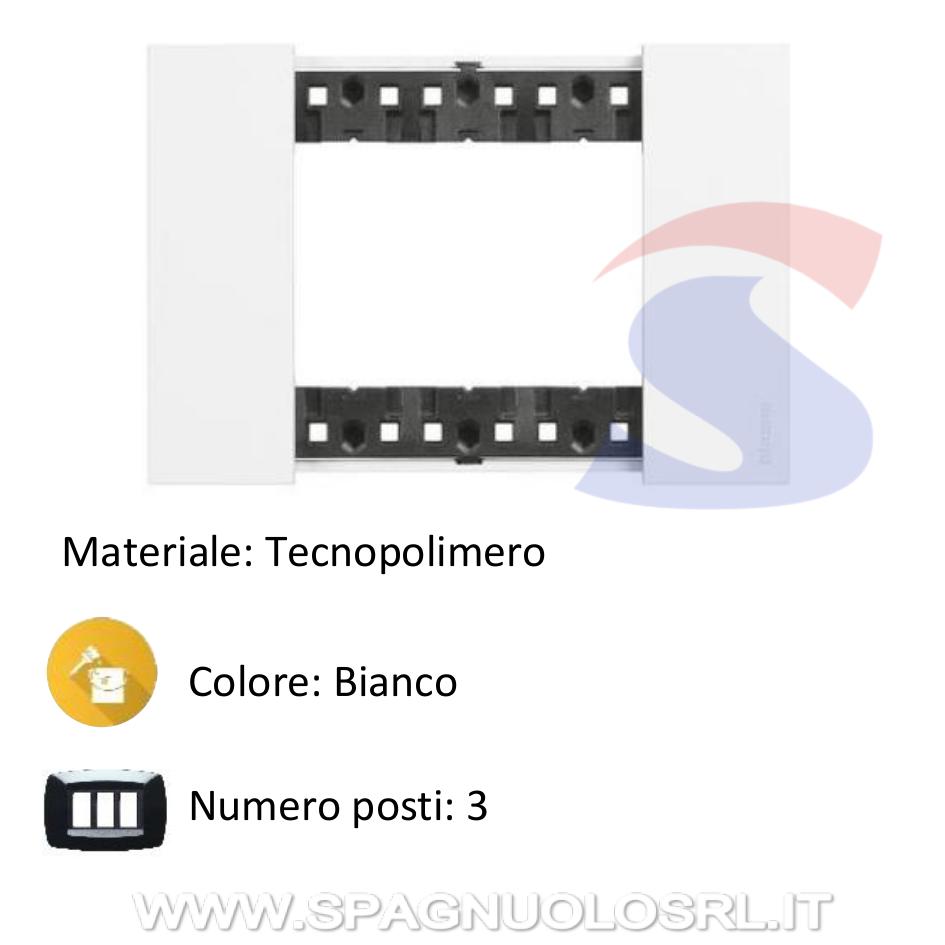 Placca 3 posti colore Bianco serie Living Now - BTICINO KA4803KW