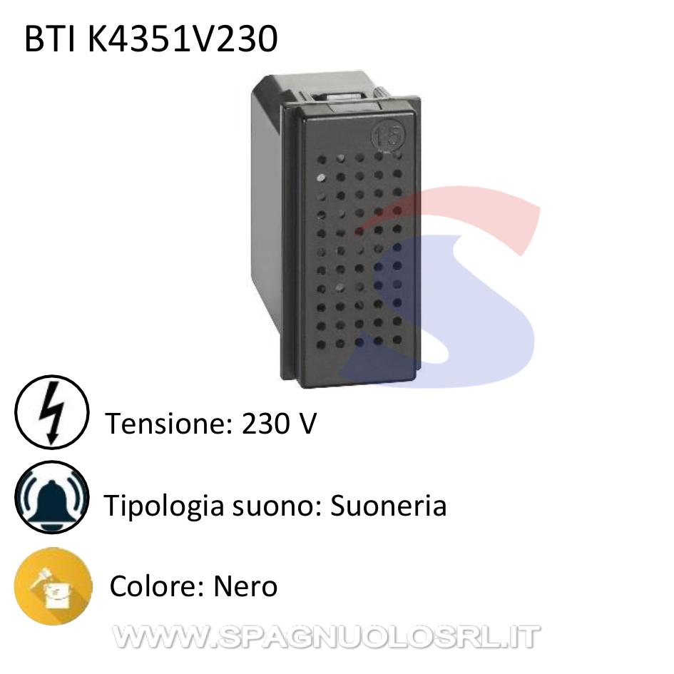 Suoneria in bronzo serie "Living Now" 230 V, Nero - BTICINO K4351V230