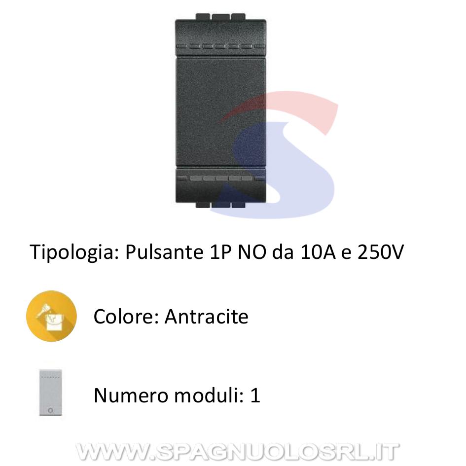 Pulsante serie "LIVING LIGHT" NO 1P 10A 250V, Antracite - BTICINO L4005N