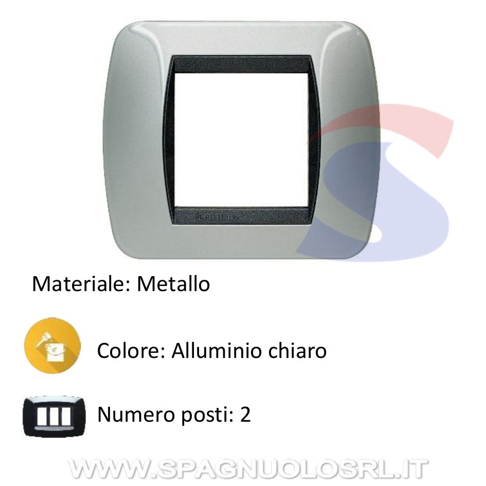 Placca 2 posti col. Alluminio serie Living International - BTICINO L4802AL