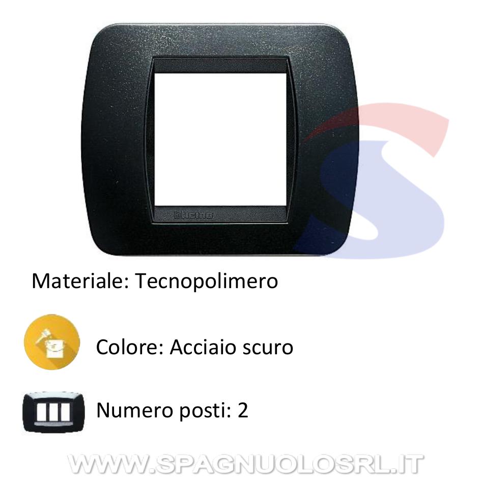 Placca 2 posti color Acciaio scuro serie LivingInternational - BTICINO L4802PA