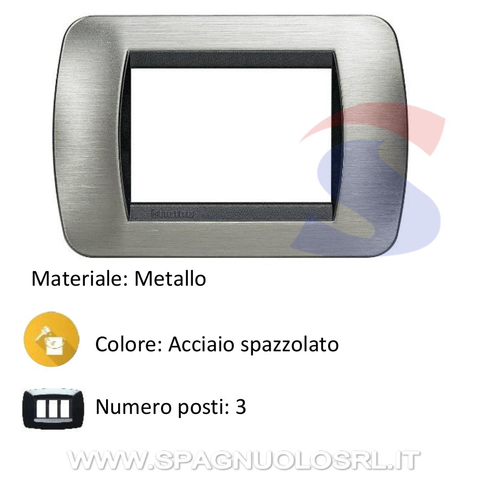 Placca 3 posti color Acciaio serie LivingInternational - BTICINO L4803ACS