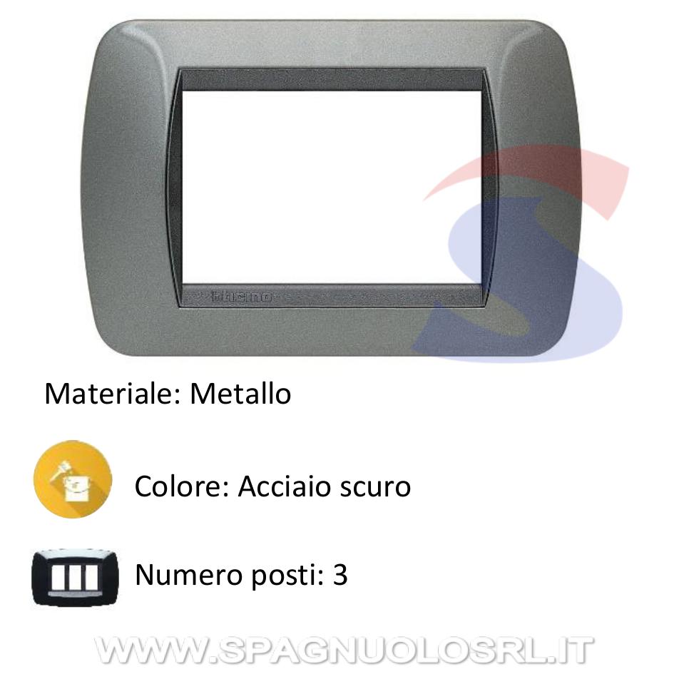 Placca 3 posti color Acciaio scuro serie LivingInternational - BTICINO L4803AC