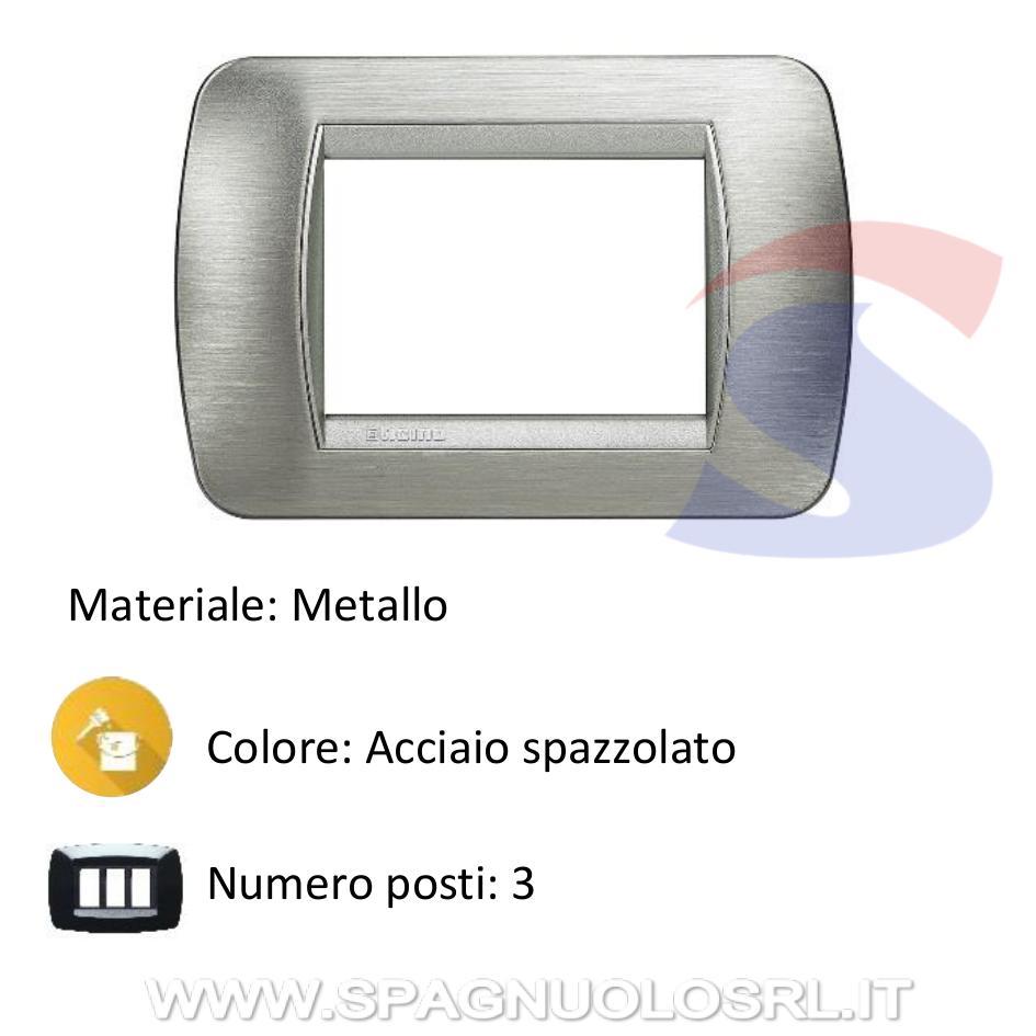 Placca 3 posti color Acciaio serie LivingInternational - BTICINO L4803AST