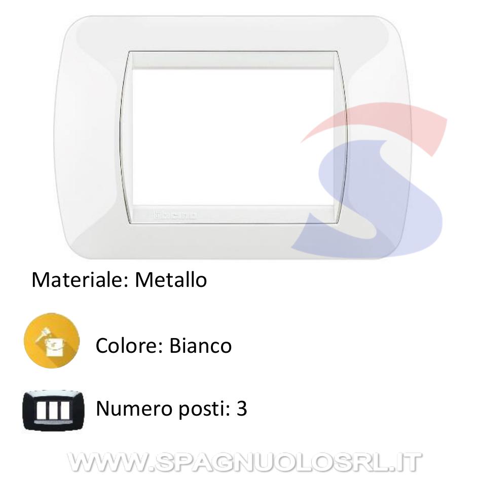 Placca 3 posti color Bianco solid serie LivingInternational - BTICINO L4803BI