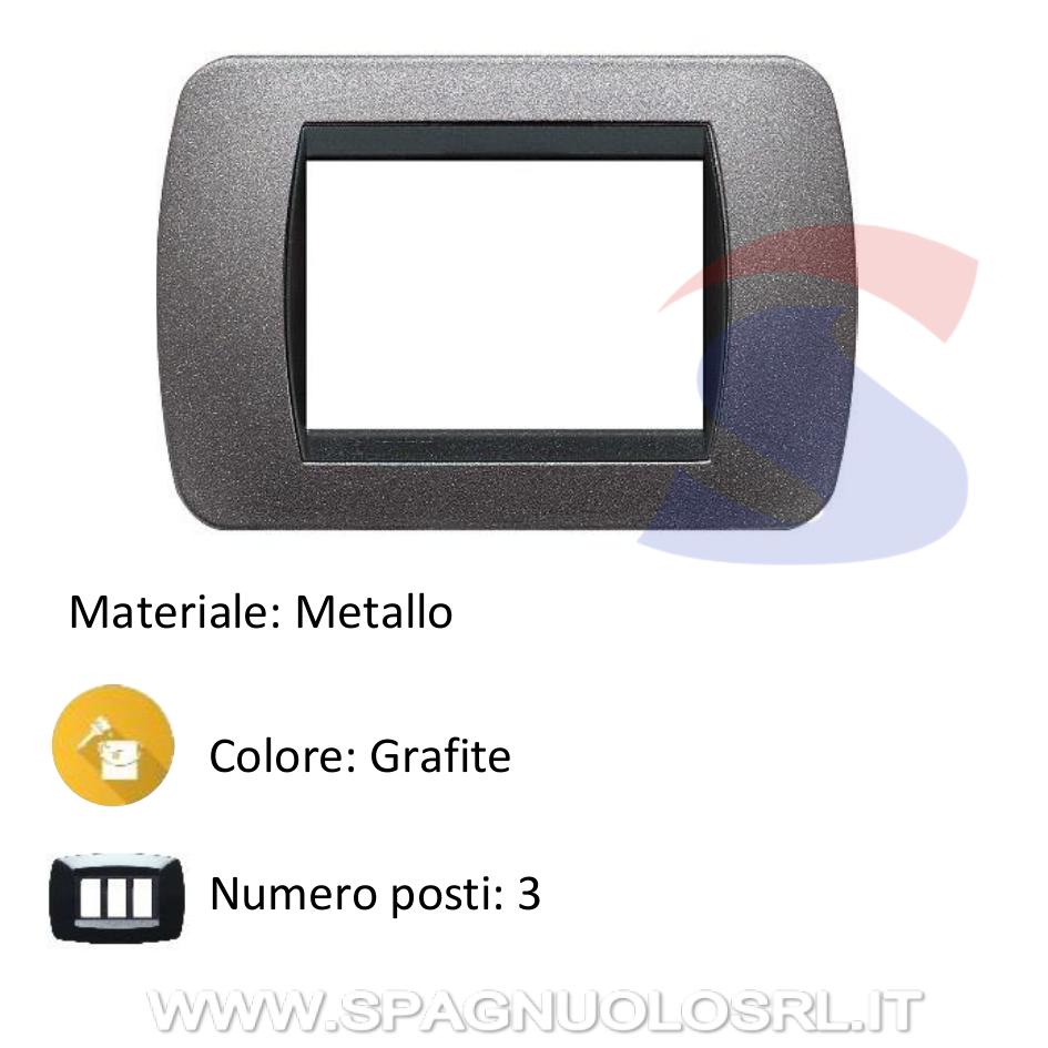 Placca 3 posti colore Grafite serie LivingInternational - BTICINO L4803GF