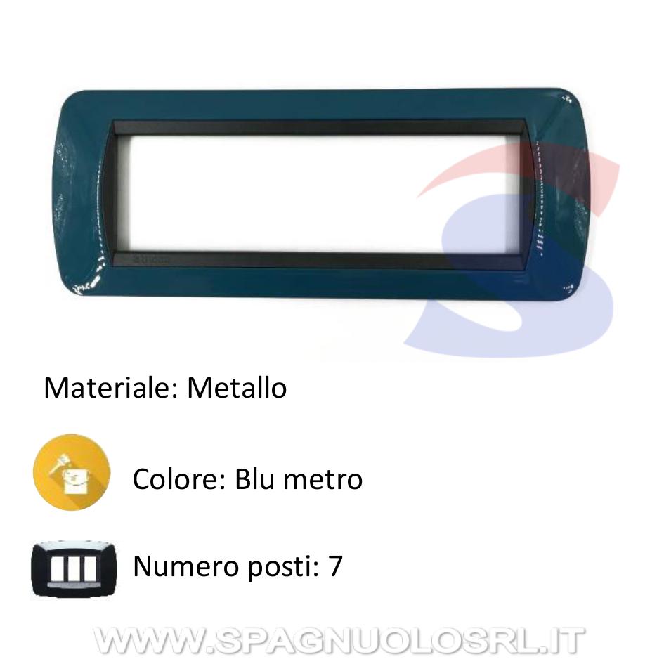 Placca 7 posti colore Blu metro serie LivingInternational - BTICINO L4807BU