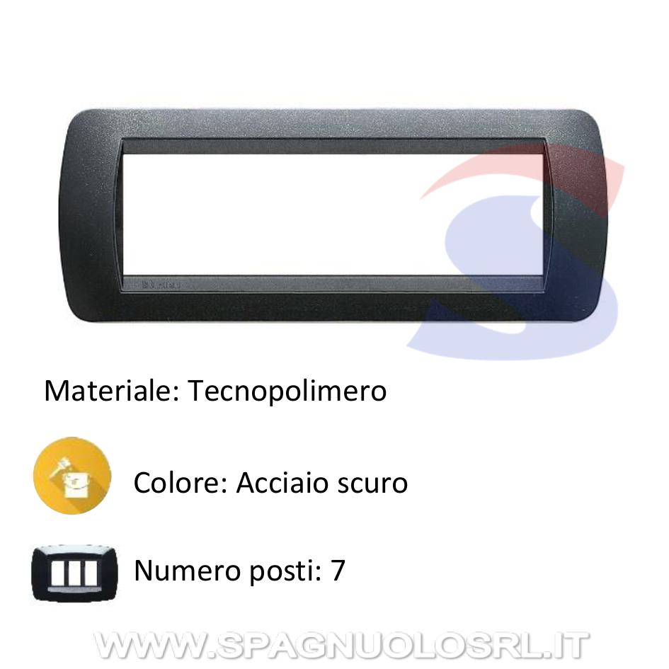 Placca 7 posti color Acciaio scuro serie LivingInternational - BTICINO L4807PA
