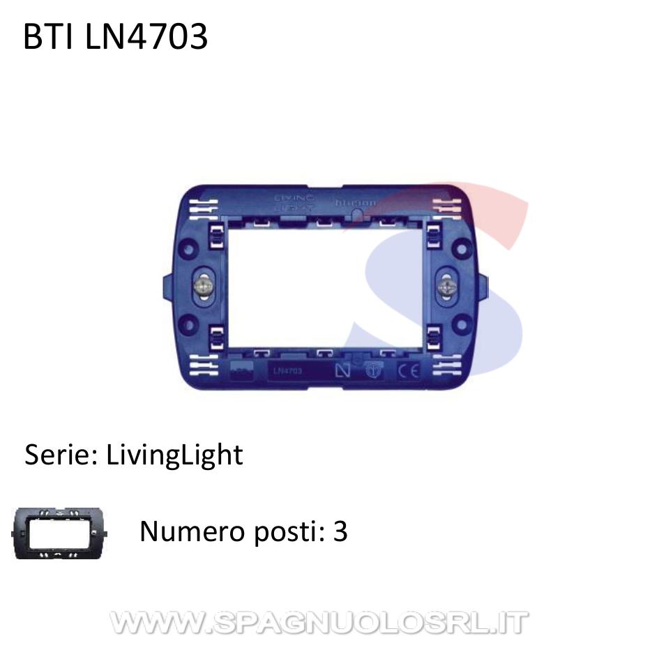 Supporto Bticino 3 moduli con viti serie "Living Light" - BTICINO LN4703
