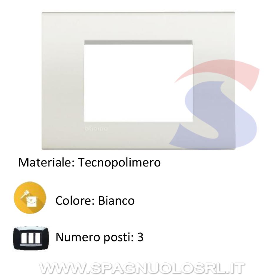 Placca 3 posti colore Bianco serie Livinglight - BTICINO LNA4803BI