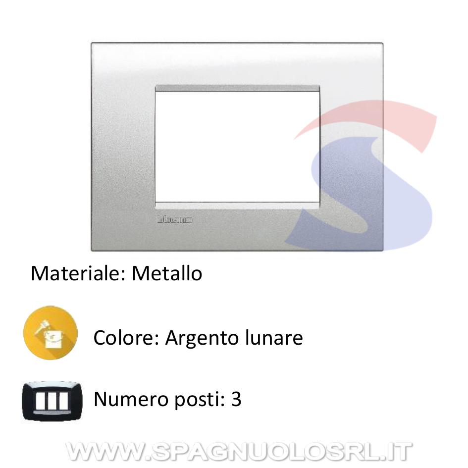 Placca 3 posti colore Argento lunare serie Livinglight - BTICINO LNA4803GL