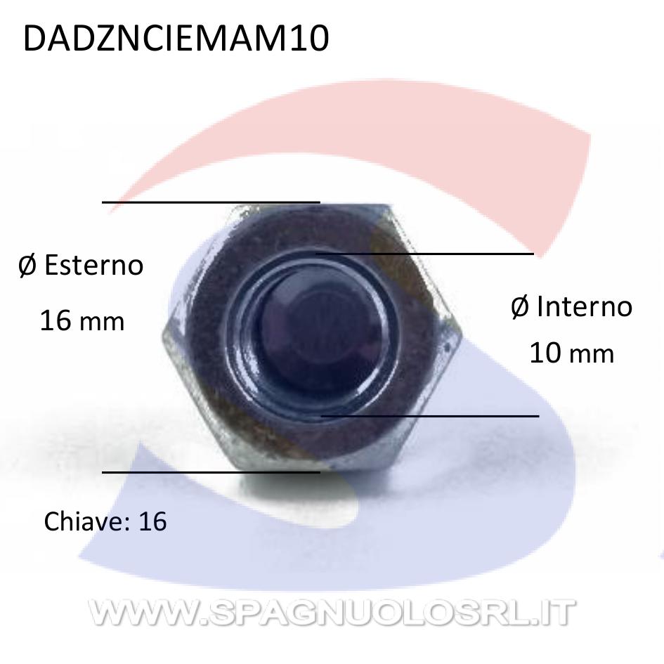 Dado Esagonale Cieco Zincato Passo Grosso M10 - VITI DADZNCIEMAM10