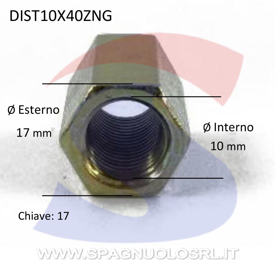 Dado Esagonale Distanziale Zincato Giallo Passo Grosso M10 - VITI DIST10X40ZNG