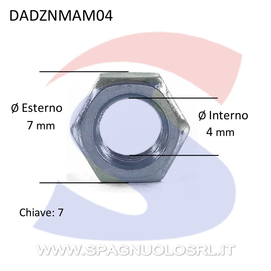 Dado Esagonale Medio Zincato Passo Grosso M4 - VITI DADZNMAM04