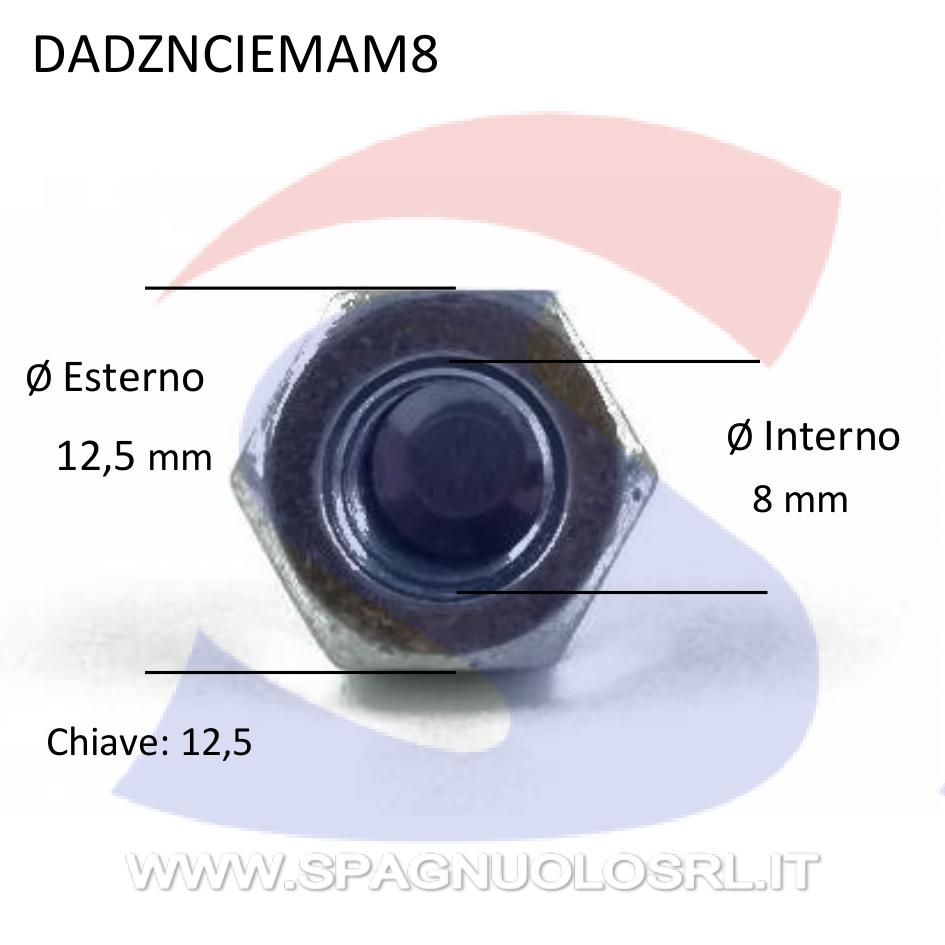 Dado Esagonale Cieco Zincato Passo Grosso M8 - VITI DADZNCIEMAM8