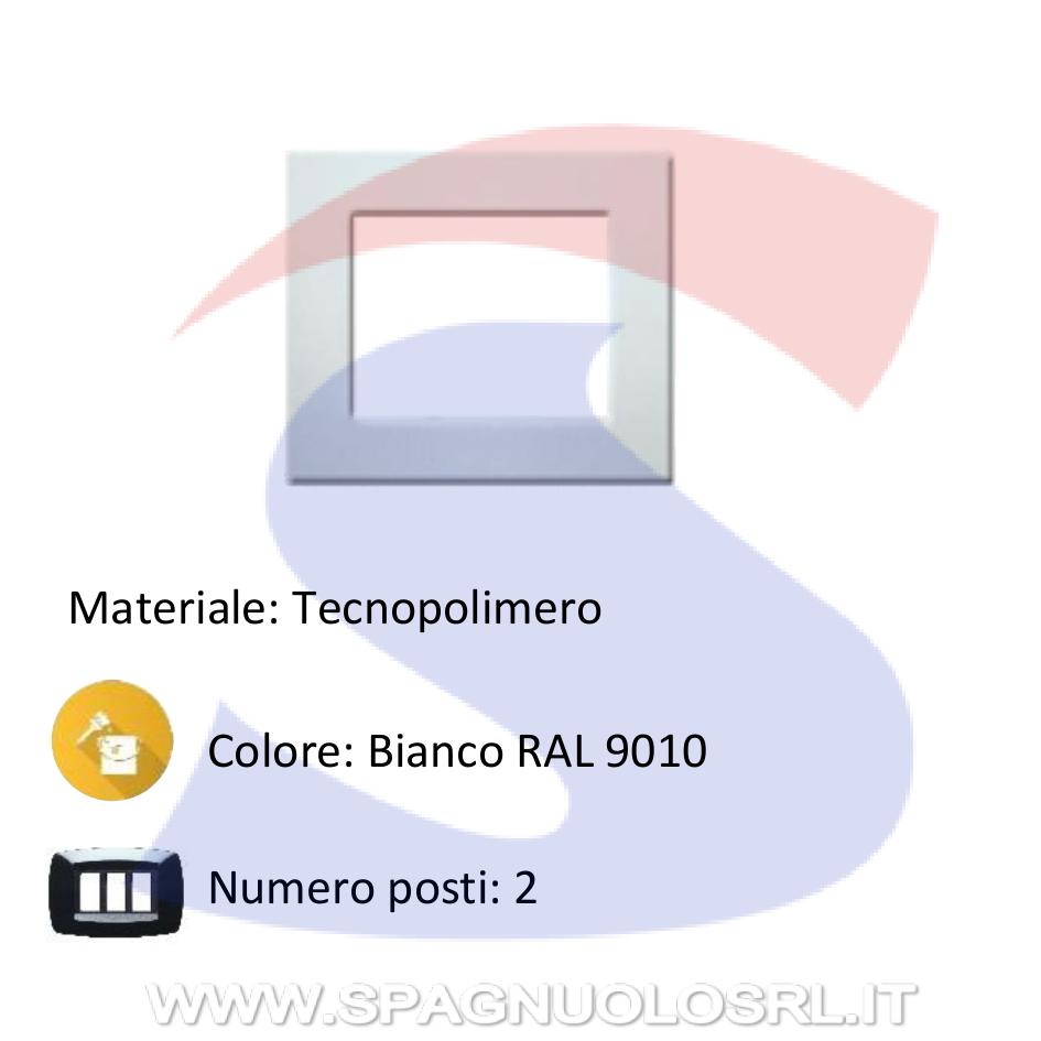 Placca quadrata 2 posti di colore Bianco RAL 9010 - MARLANVIL 7832.1.T.B