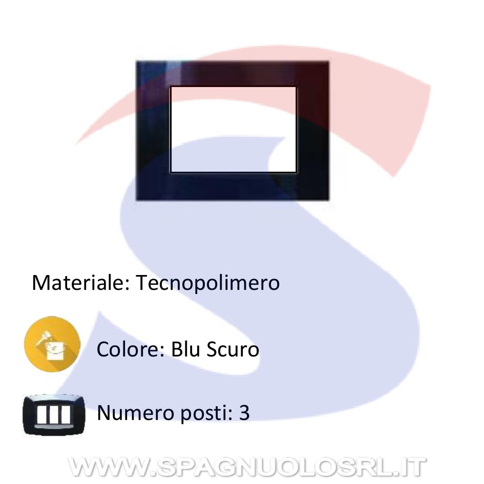 Placca rettangolare 3 posti di colore Blu scuro - MARLANVIL 7833.T.BS