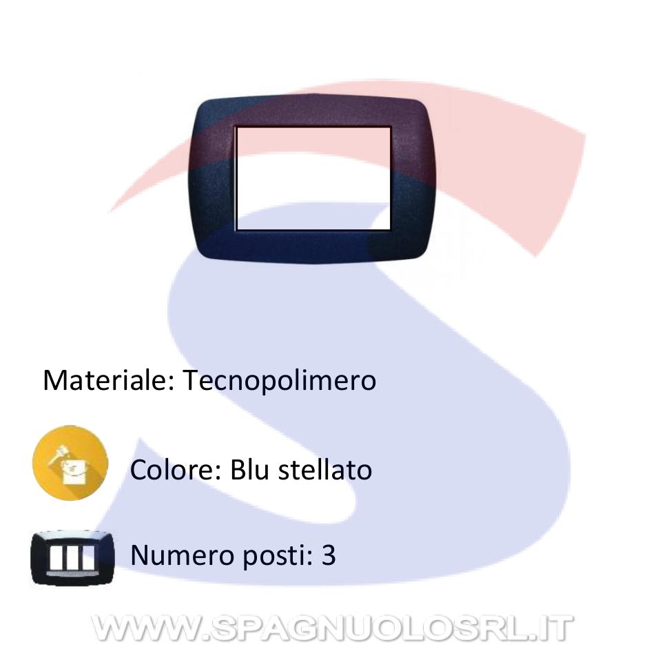 Placca rettangolare 3 posti di colore Blu stellato - MARLANVIL 7843.T.BS
