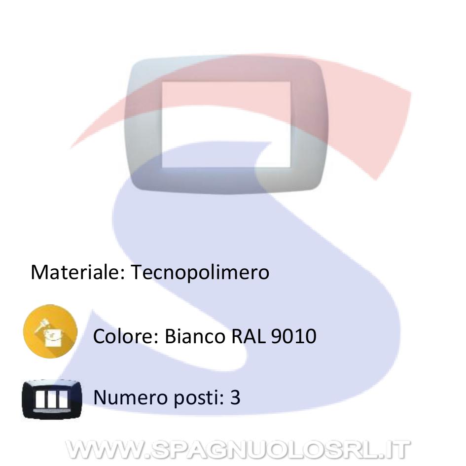 Placca rettangolare 3 posti di colore Bianco RAL9010 - MARLANVIL 7843.T.B