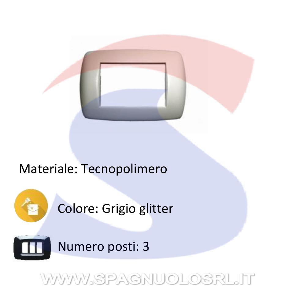 Placca rettangolare 3 posti di colore Grigio glitter - MARLANVIL 7843.T.GG