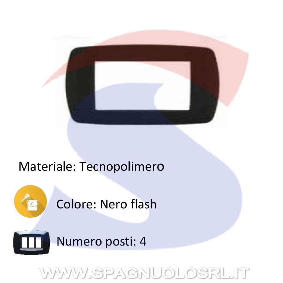 Placca rettangolare 4 posti di colore Nero flash - MARLANVIL 7844.T.N