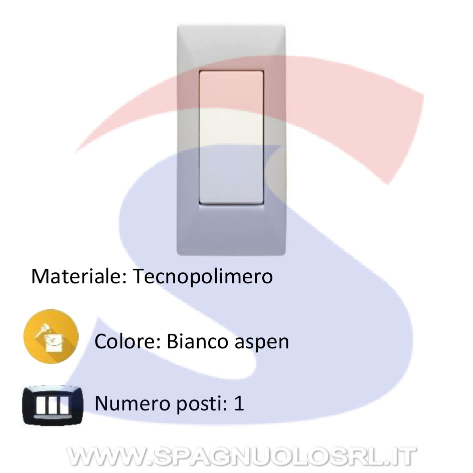Placca rettangolare 1 posto di colore Bianco Aspen serie Mix - MASTER 21MX101