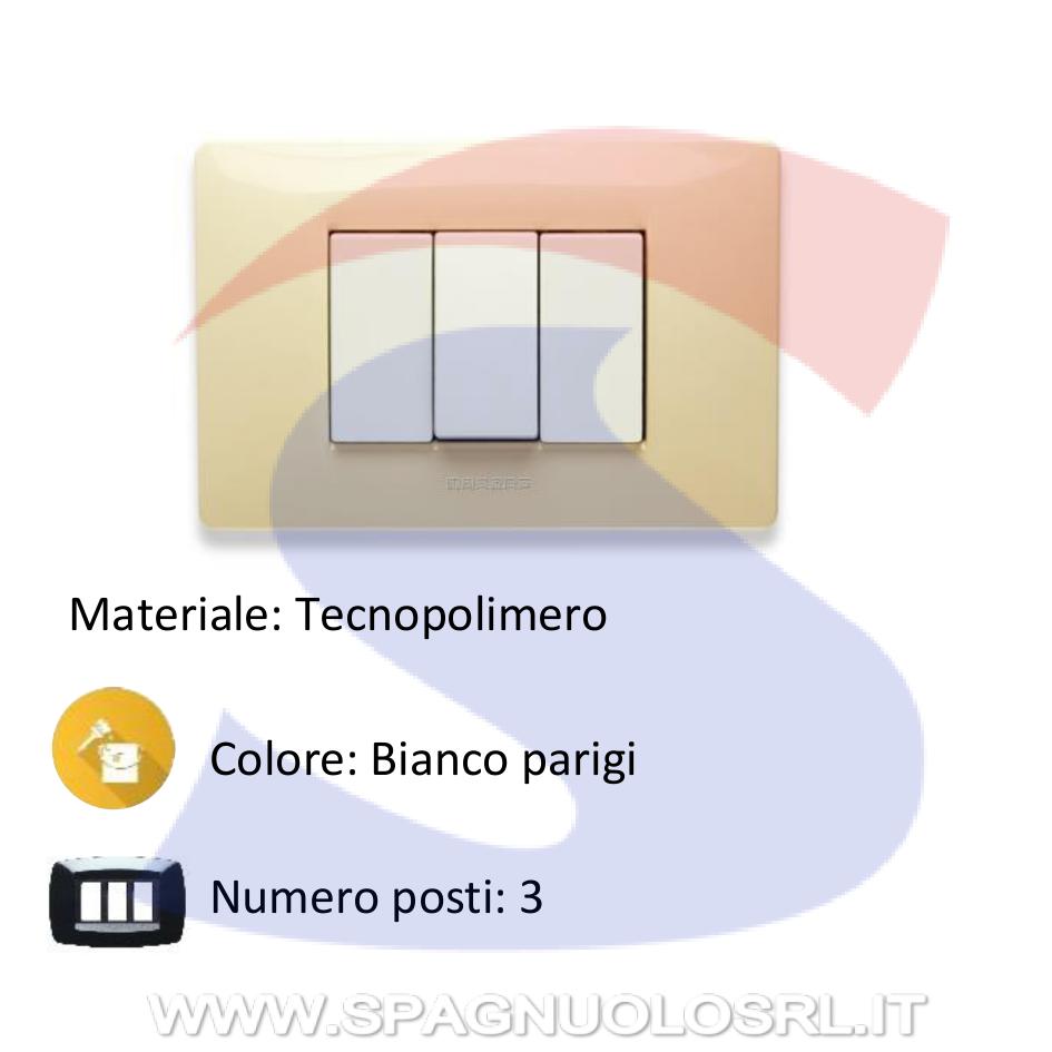 Placca rettangolare 3 posti colore Bianco Parigi serie Mix - MASTER 21MX123