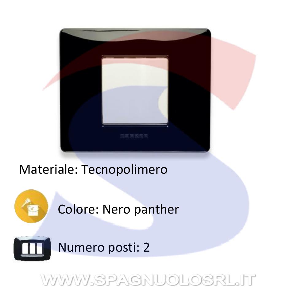 Placca rettangolare 2 posti colore Nero Panther serie Mix - MASTER 21MX202