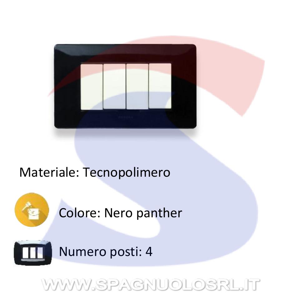 Placca rettangolare 4 posti colore Nero Panther serie Mix - MASTER 21MX204