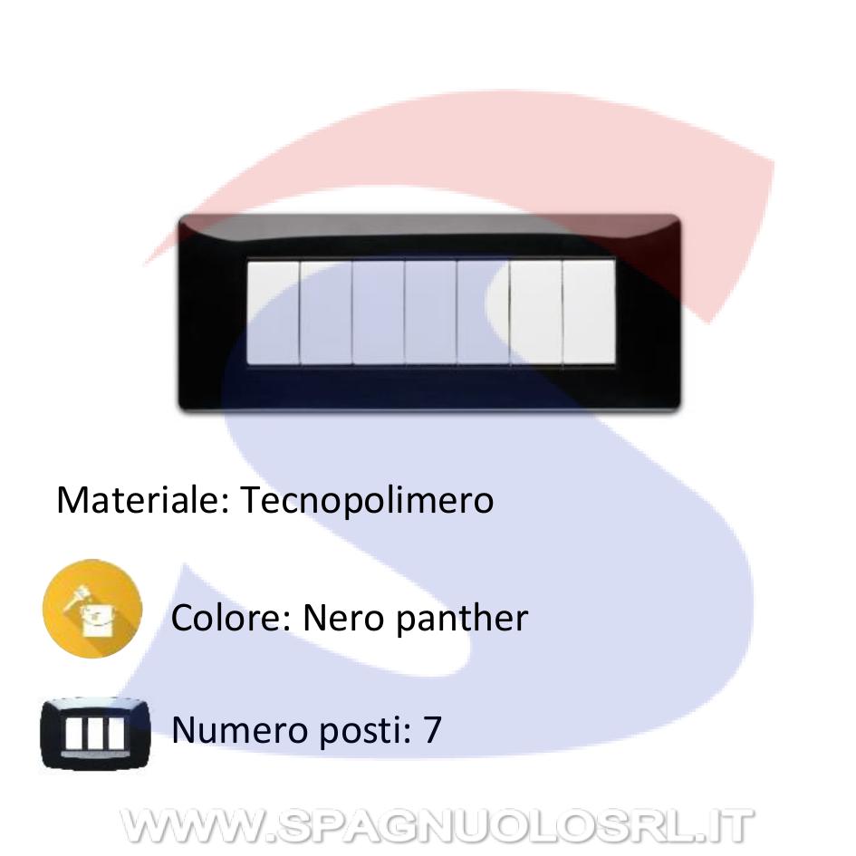 Placca rettangolare 7 posti colore Nero Panther serie Mix - MASTER 21MX207