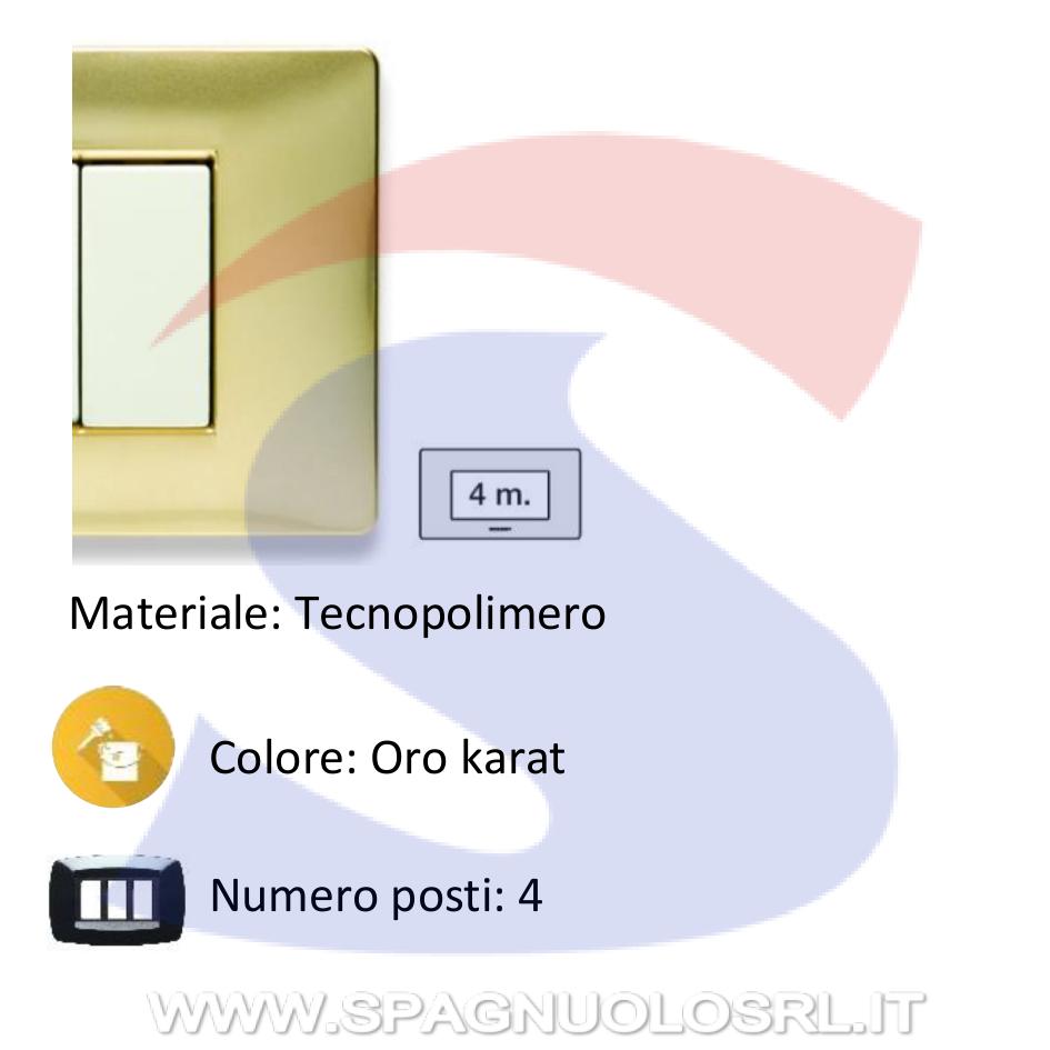 Placca rettangolare 4 posti colore Oro Karat serie Mix - MASTER 21MX244