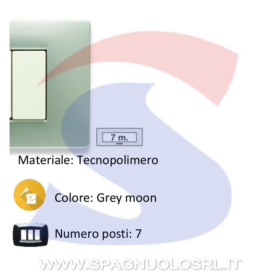 Placca rettangolare 7 posti colore Grey Moon serie Mix - MASTER 21MX257