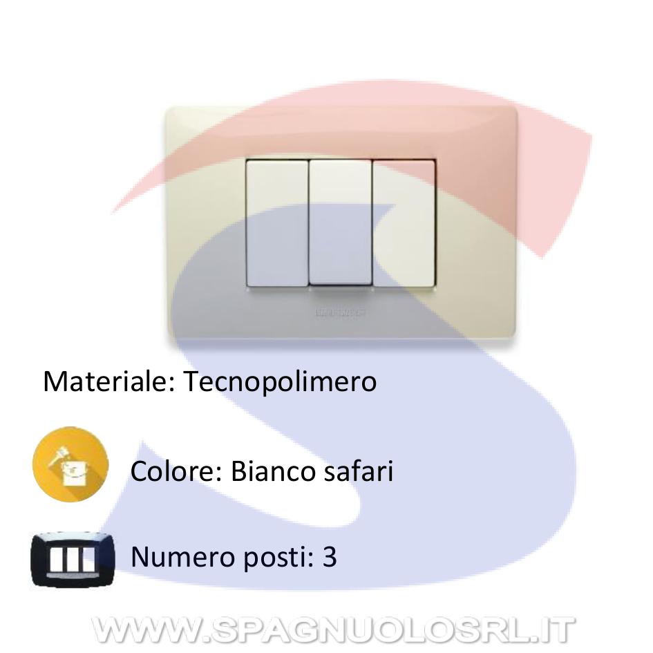 Placca rettangolare 3 posti colore Bianco Safari serie Mix - MASTER 21MX283