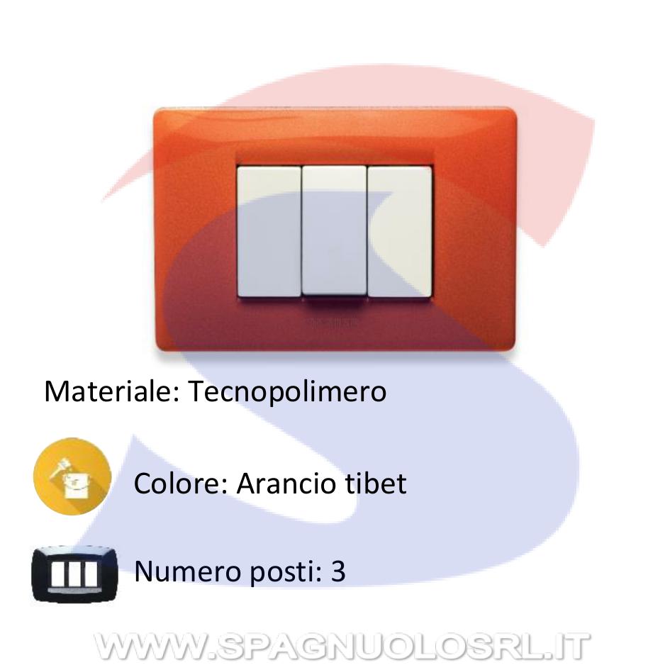 Placca rettangolare 3 posti colore Arancio Tibet serie Mix - MASTER 21MX333