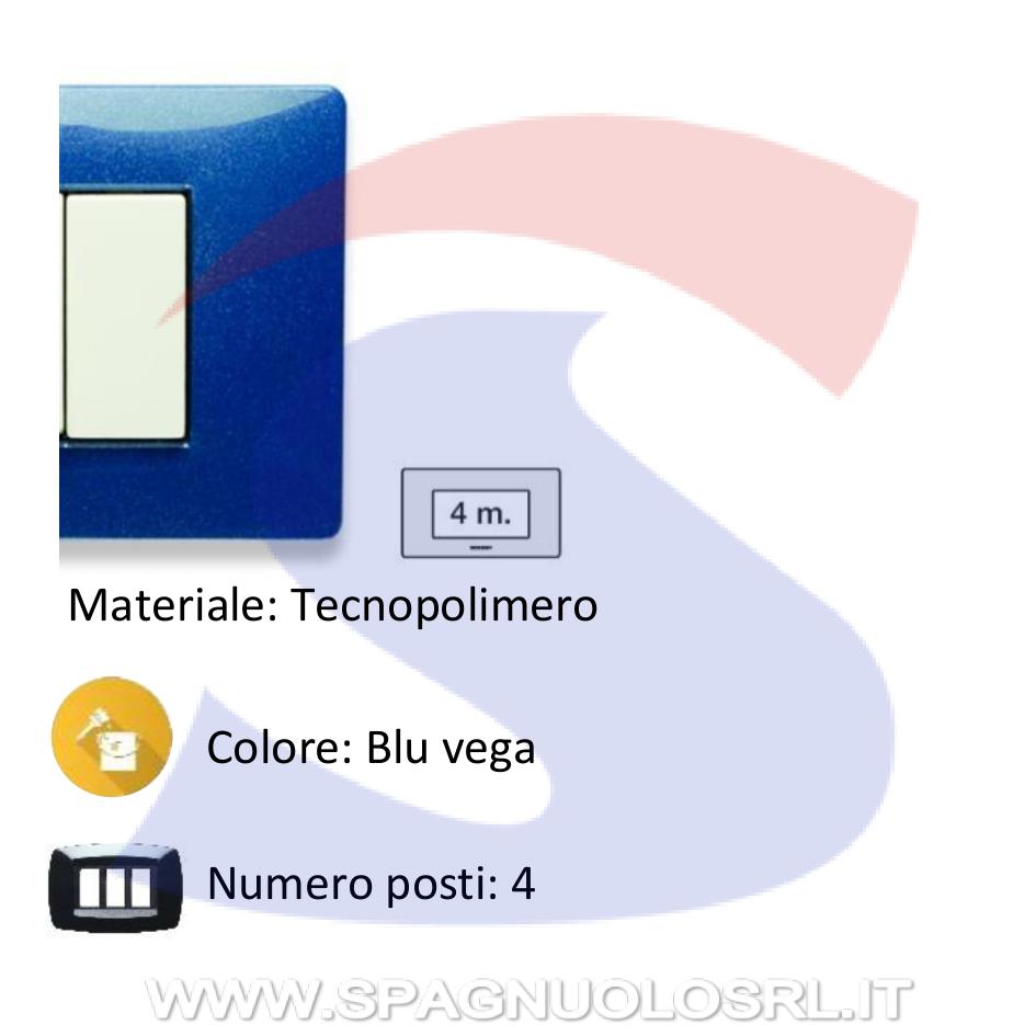 Placca rettangolare 4 posti colore Blu Vega serie Mix - MASTER 21MX354