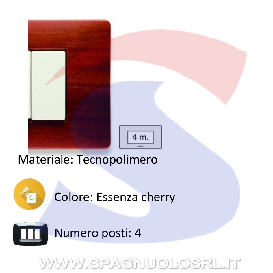 Placca rettangolare 4 posti colore Essenza Cherry serie Mix - MASTER 21MX414