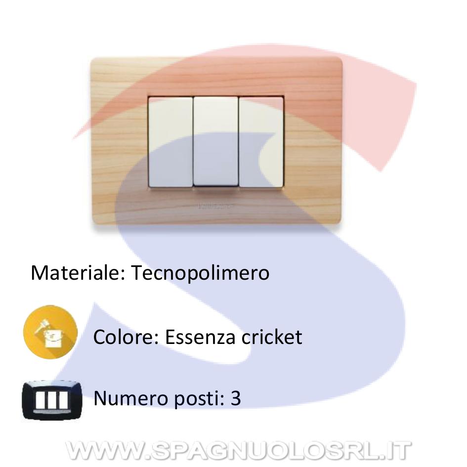 Placca rettangolare 3 posti colore Essenza Cricket serie Mix - MASTER 21MX443