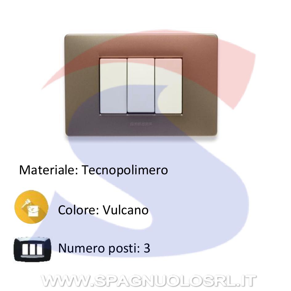 Placca rettangolare 3 posti colore Vulcano serie Mix - MASTER 21MX553