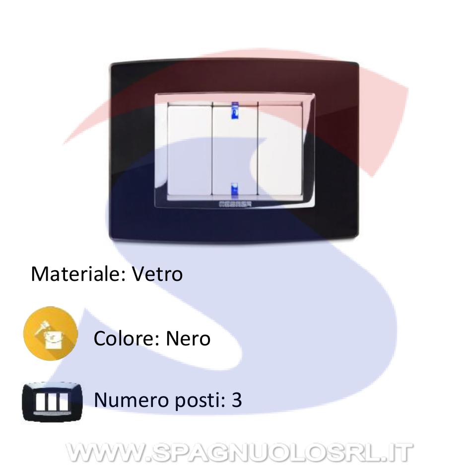 Placca in vetro Nero rettangolare 3 posti serie Vitra - MASTER 22VBS203