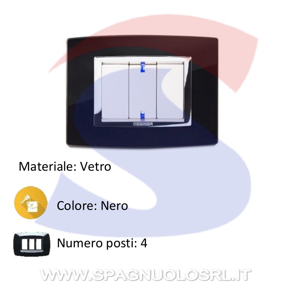 Placca in vetro Nero rettangolare 4 posti serie Vitra - MASTER 22VBS204