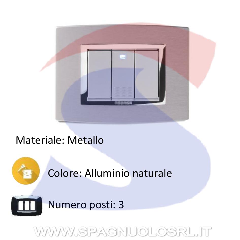 Placca in Metallo Alluminio rettangolare 3 posti serie Vitra - MASTER 22VBS653