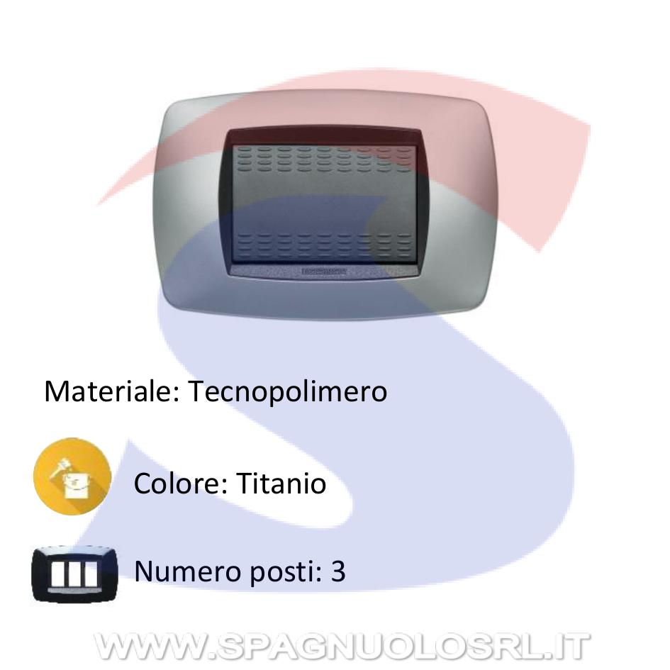 Placca rettangolare 3 posti color Titanio serie Modo - MASTER 39TC253