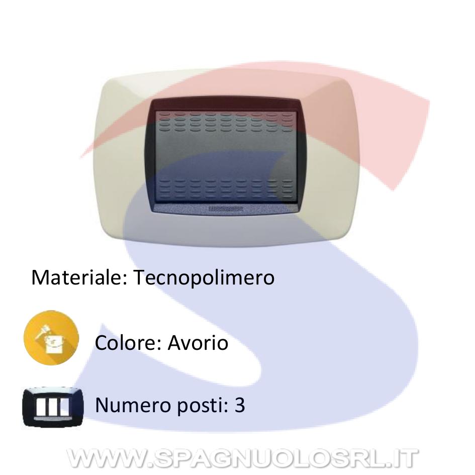 Placca rettangolare 3 posti color Avorio serie Modo - MASTER 39TC283