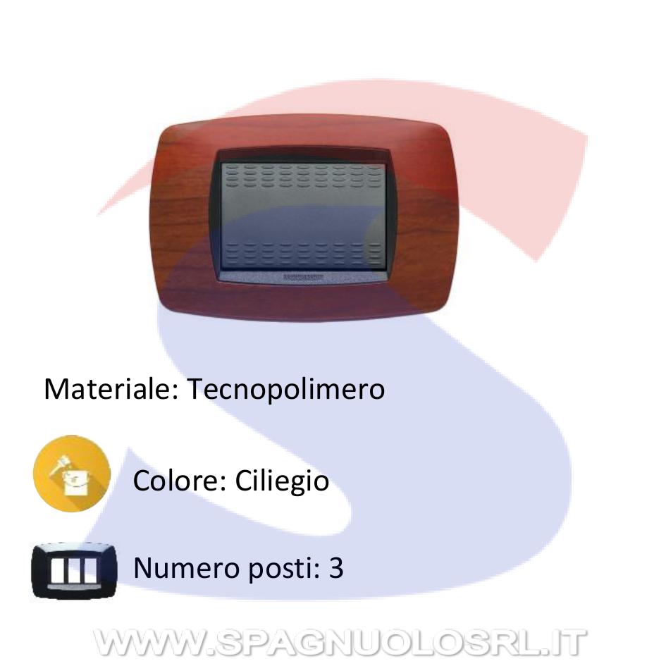 Placca rettangolare 3 posti color Legno Ciliegio serie Modo - MASTER 39TC413