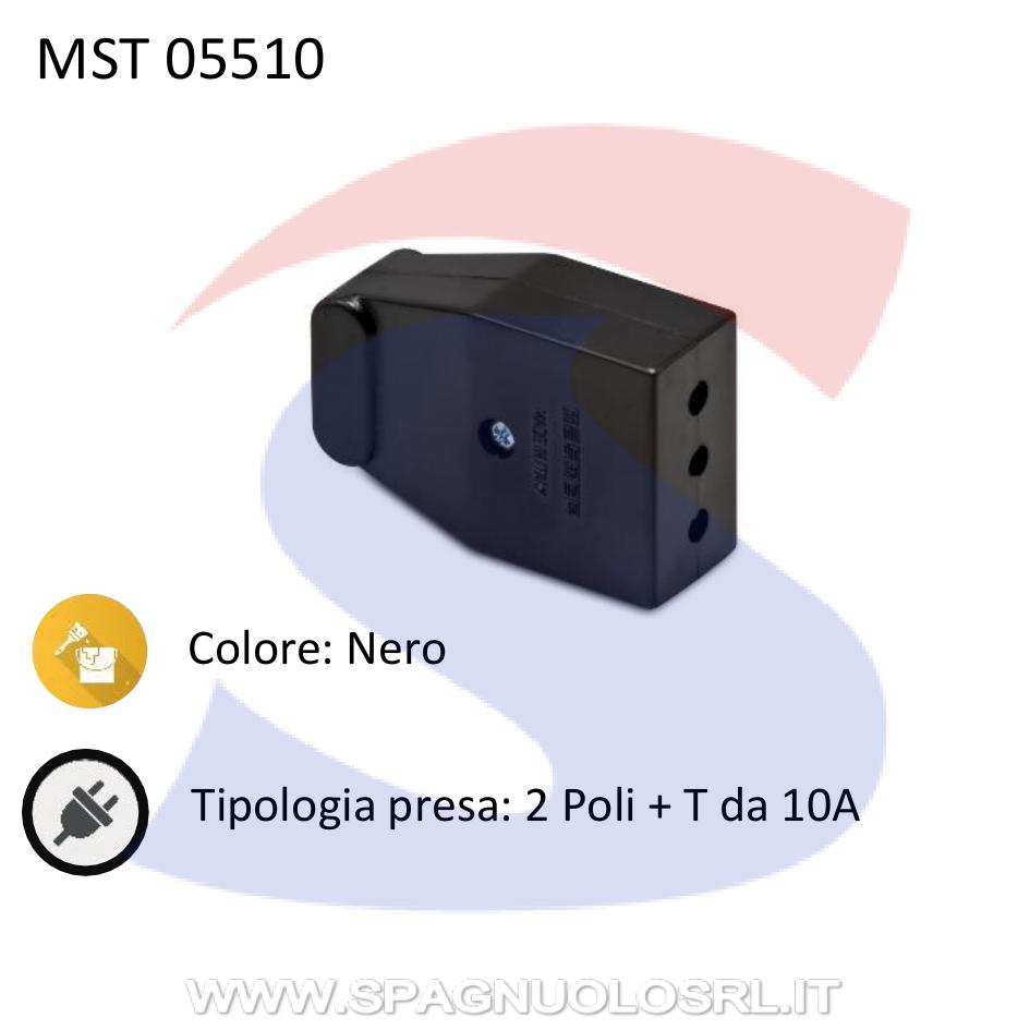 Presa mobile 2 poli + T P11 da 10A, Nero - MASTER 05510