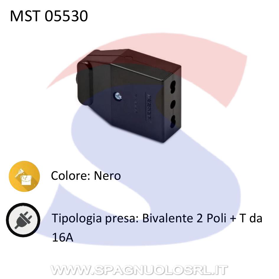 Presa bivalente 2 Poli + T P17/11 da 16A, Nero - MASTER 05230
